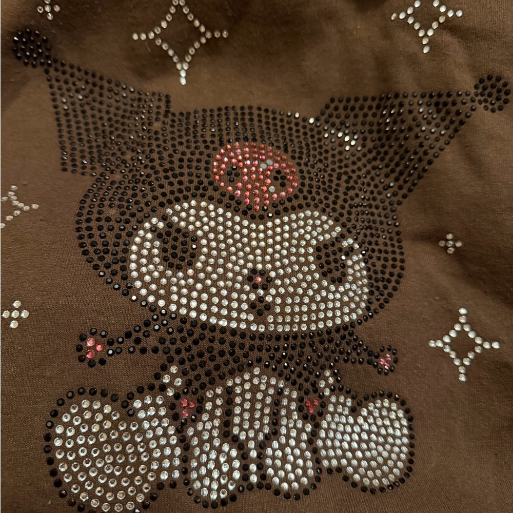 Brown hoodie with Kuromi Rhinestone Design